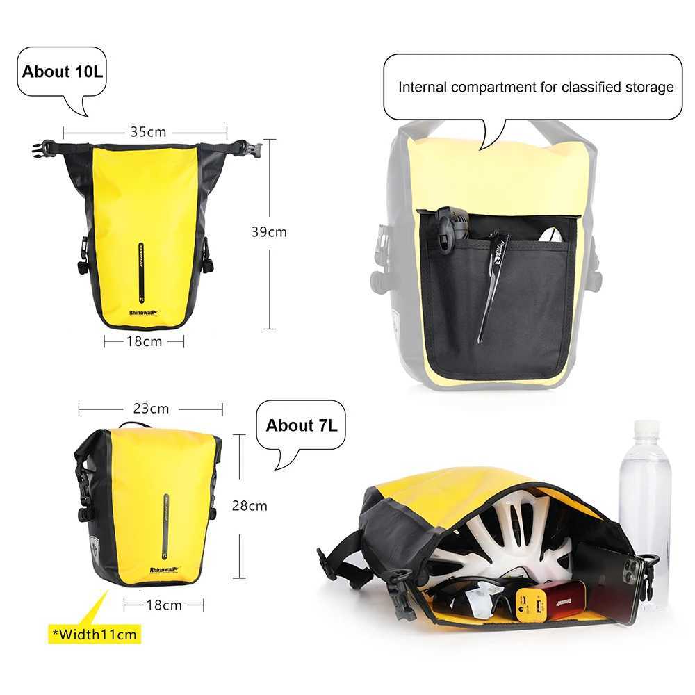 Rhinowalk Bicycle Bag Waterproof Bike Pannier Bag 710L Portable Cycling Rear Seat Trunk Bag MTB Bike Accessories Luggage Carrie H251029
