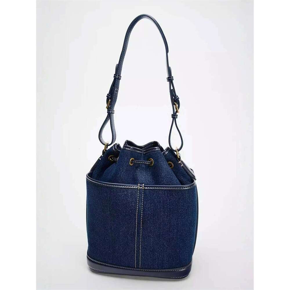 Autumn/Winter new denim hand bill shoulder Fashion canvas bucket bag