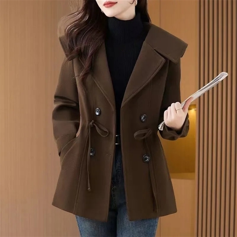 Women Woolen Jacket 2025 Autumn Winter Mid length Versatile Comfortable Female Coat Elegant Trend Ladies Wool Overcoat 251029