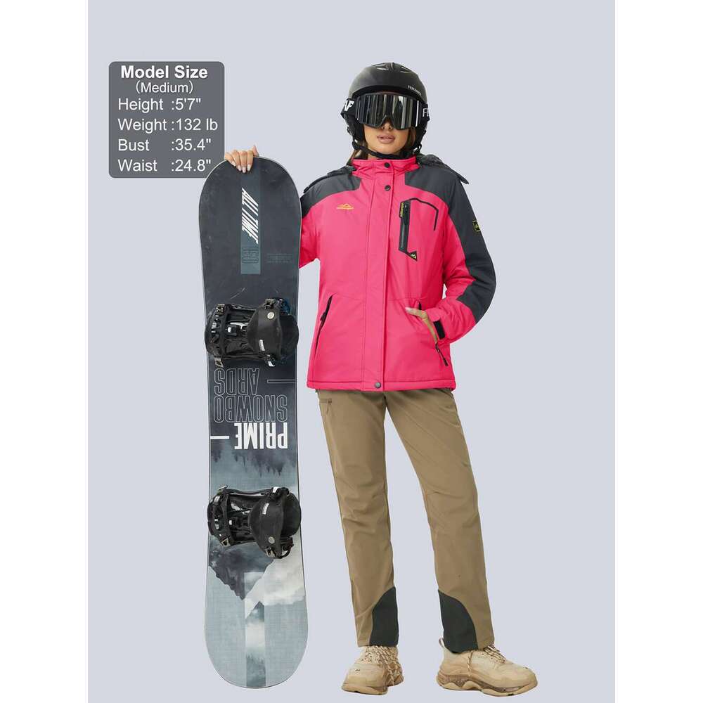 Winter Ski Snowboard Jacket Womens Waterproof Heavy Fleece Jackets Casual Work Coat Windbreaker Parka