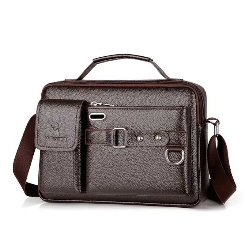 Mens Business Shoder Bag Premium PU Leather Briefcase for Off Cmute Messenger Bag with Adjustable Strap Professial Y251011