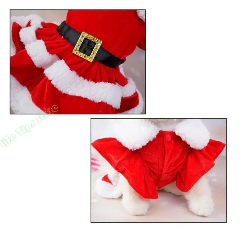 G5AB Winter Autumn Cosplay Santa Pet Dress Pet Skirt Christmas Party Dress for Pet 251029