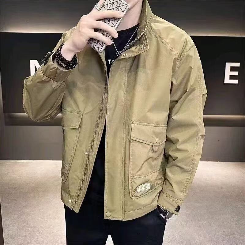 Trendy Brand Spring Autumn Workwear Men's Jacket Stand Collar Casual Designer Coat Coat New Stylish Top Versatile Fashion
