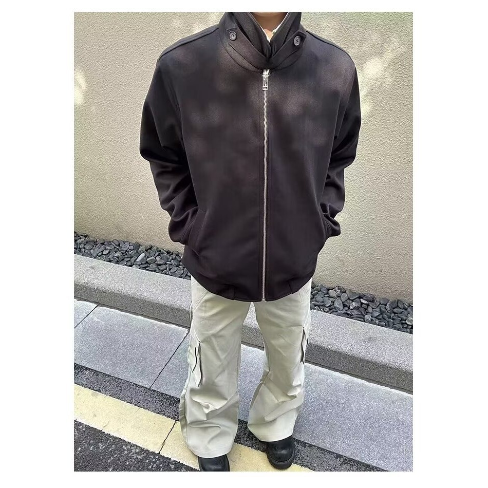 Fake Two-piece Short Jacket For Men Autumn Trendy Brand Inner Floral Lining Designer Jacket Patchwork High-end Feel Stylish Turn-down Collar Executive