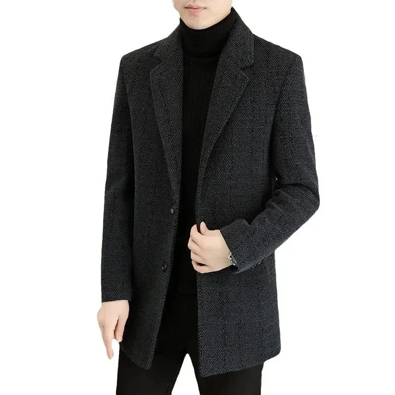 Thickened Woolen Mens Coat Casual Business Style Comfortable Autumn Winter Fashionable Suit Western Wear 251028