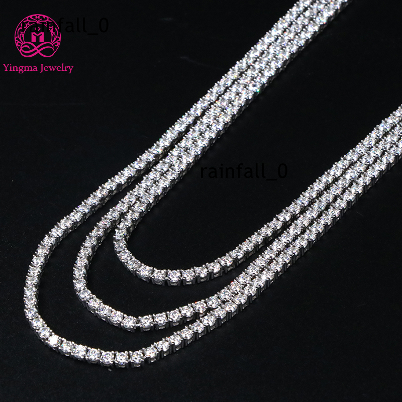 Popular Hip Hop Jewelry 925 Sterling Silver 2mm 3mm 4mm 5mm 65mm Moissanite Tennis Chain Necklace Bracelet for Men Women