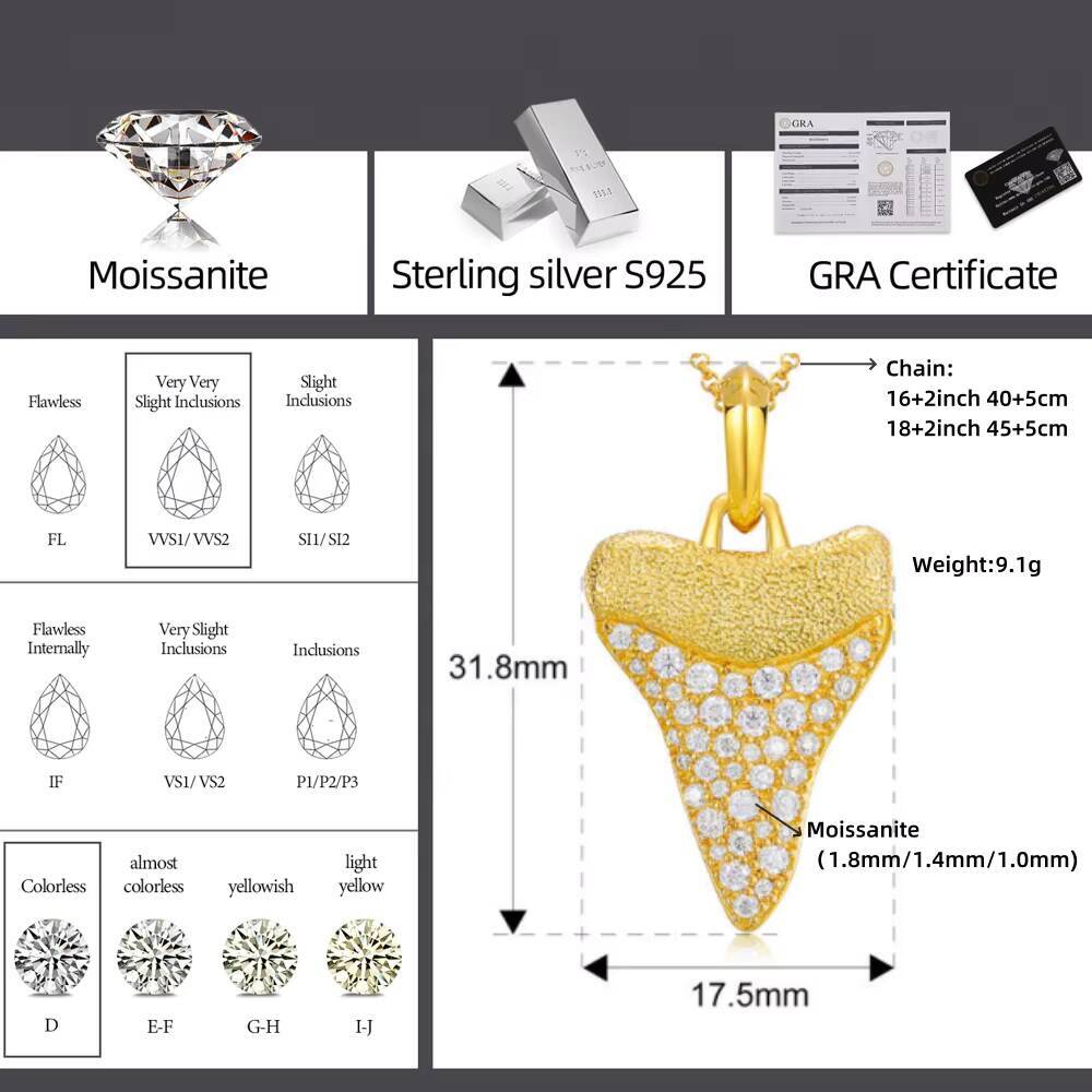 14K Gold Plated 925 Sterling Silver D Color VVS Moissanite Diamond Strawberry Pendant Necklace with Newest Design Iced Out Charm