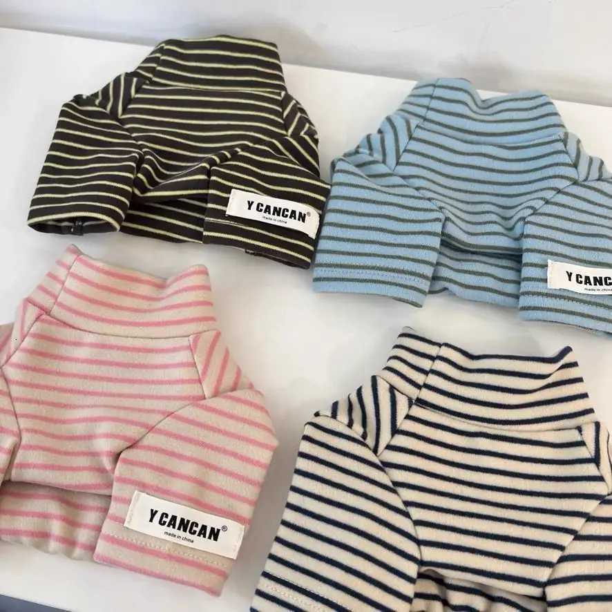 Pet Autumn and Winter Striped High Neck Base Shirt Cat with Plush Warm Tshirt Teddy Sweatshirt Dog Clothes for Small Dogs C251030