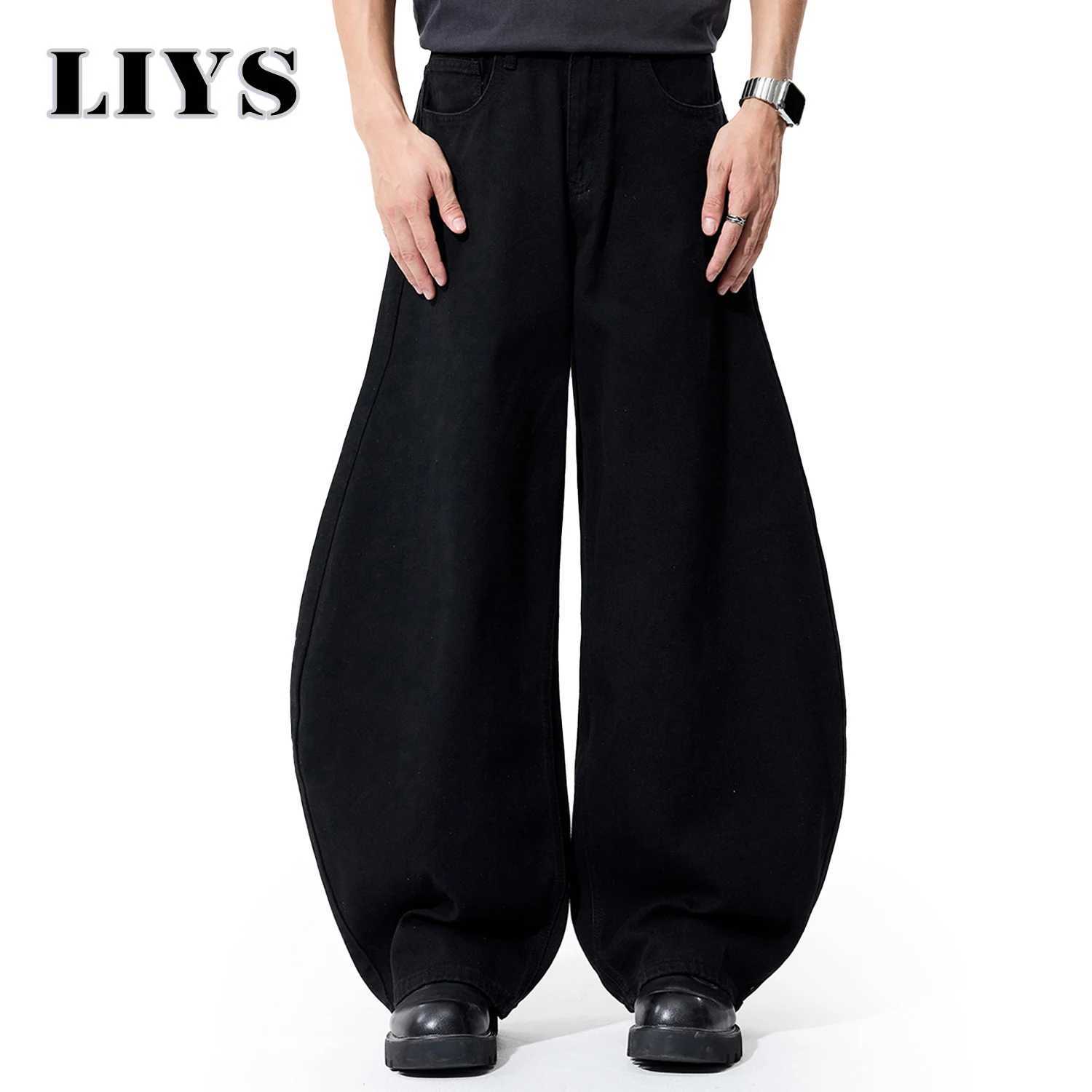 Autumn Mens Black Wide Leg Jeans Y2K Baggy Loose Fitting Denim Pants Man Solid Streetwear Loose Daily Casual Fashion Jeans J251030