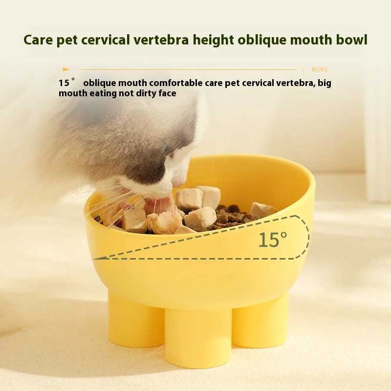 Pet supplies macaron colored neck protection bowl pet cat pet food bowl pet water bowl anti knock J251113
