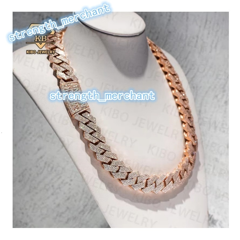 Custom Big 21MM Width Moissanite Heavy Cuban Chain Silver Plated 18k Gold Men Hip Hop Necklace Moissanite Diamond Cuban Chain