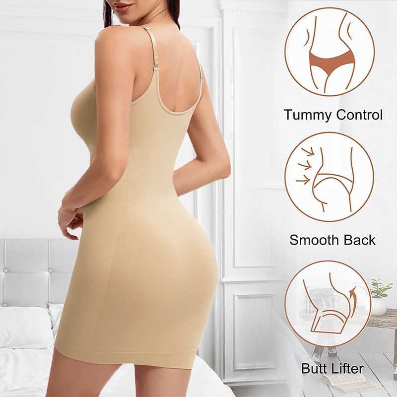 Sexy Full Slip Shapewear Women Dress V Neck Bodycon Underwear Smooth Compression Body Shaper Slimming Waist Abdomen Belly Corset L251030