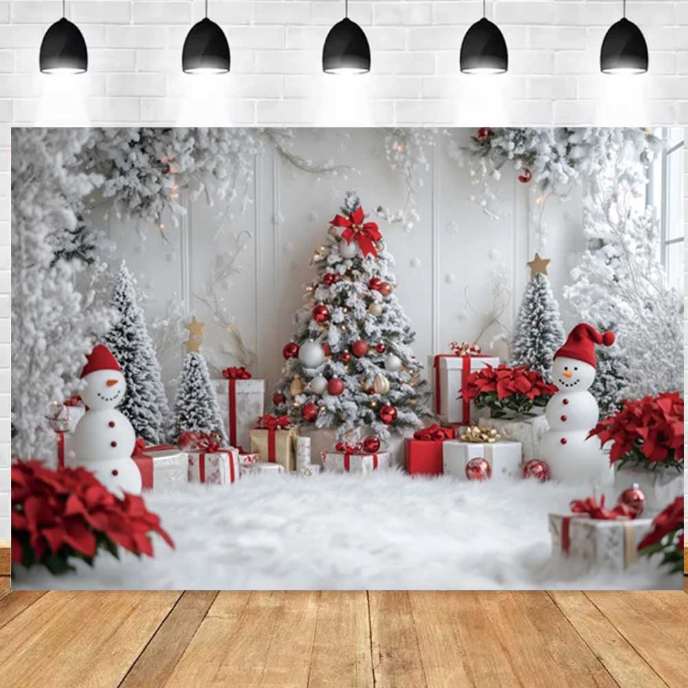 2025 Christmas Photography Backdrop Winter Gingerbread House Fireplace Xmas Tree Kid New Years Eve Party Decor Photo Background C251030