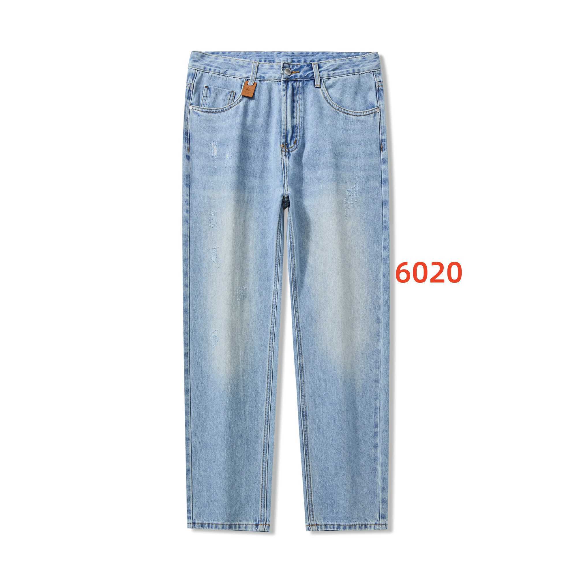New solid color mens daily casual long jeans classic mens four season straight leg loose retro denim wide leg pants J251030