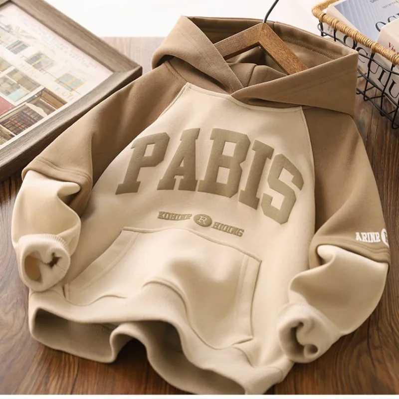 Boys and Girls Sweater Hooded Spring and Autumn Korean Casual Sports Top New Teenage Childrens Pullover HoodieT251030