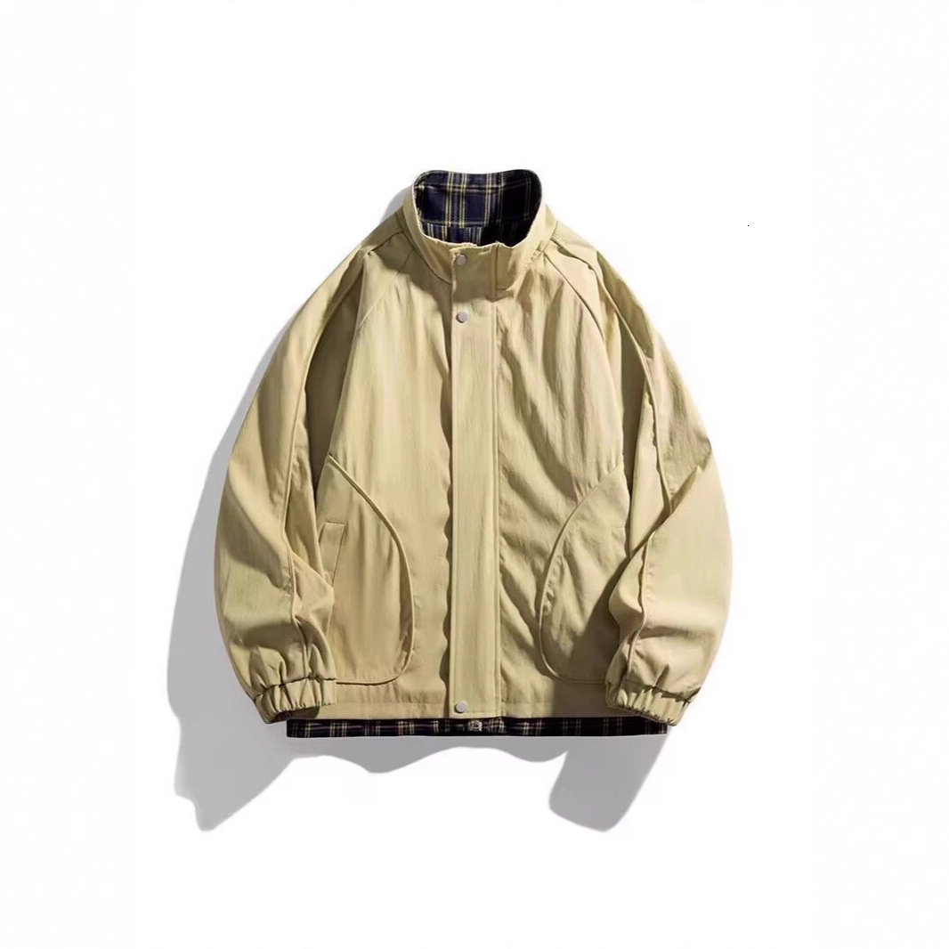 Autumn New Men's Loose Stand Collar Jacket Fashion Patchwork Color Block Designer Coat Stylish Versatile Casual Simple Coat