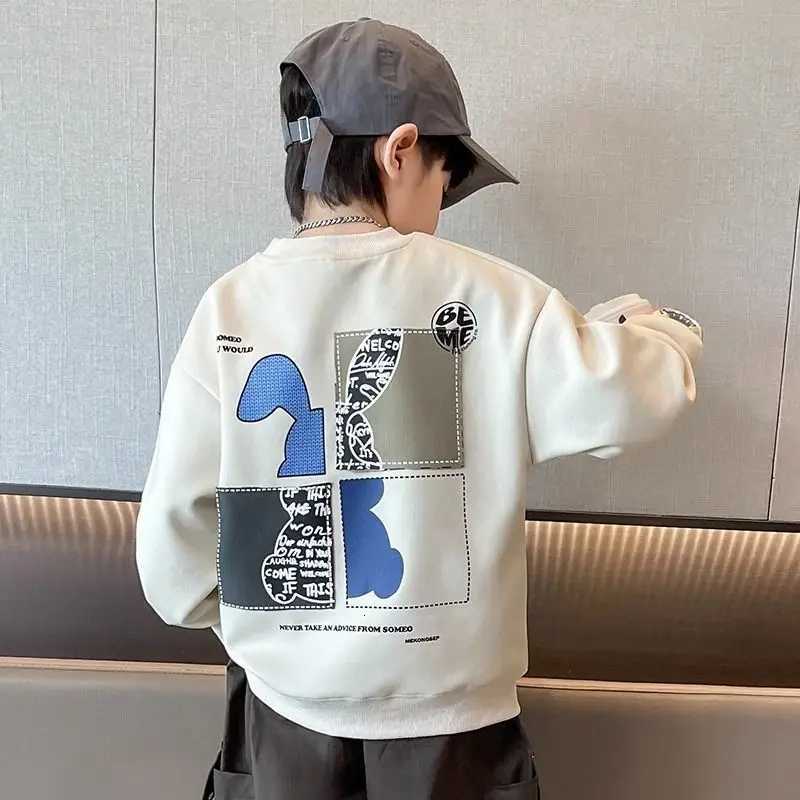 Boys Spring Autumn Fashion Cotton Sweatshirts Kids New Rabbit Patchwork Element Sports Outfits Bottoming Shirts Children ClothesT251030