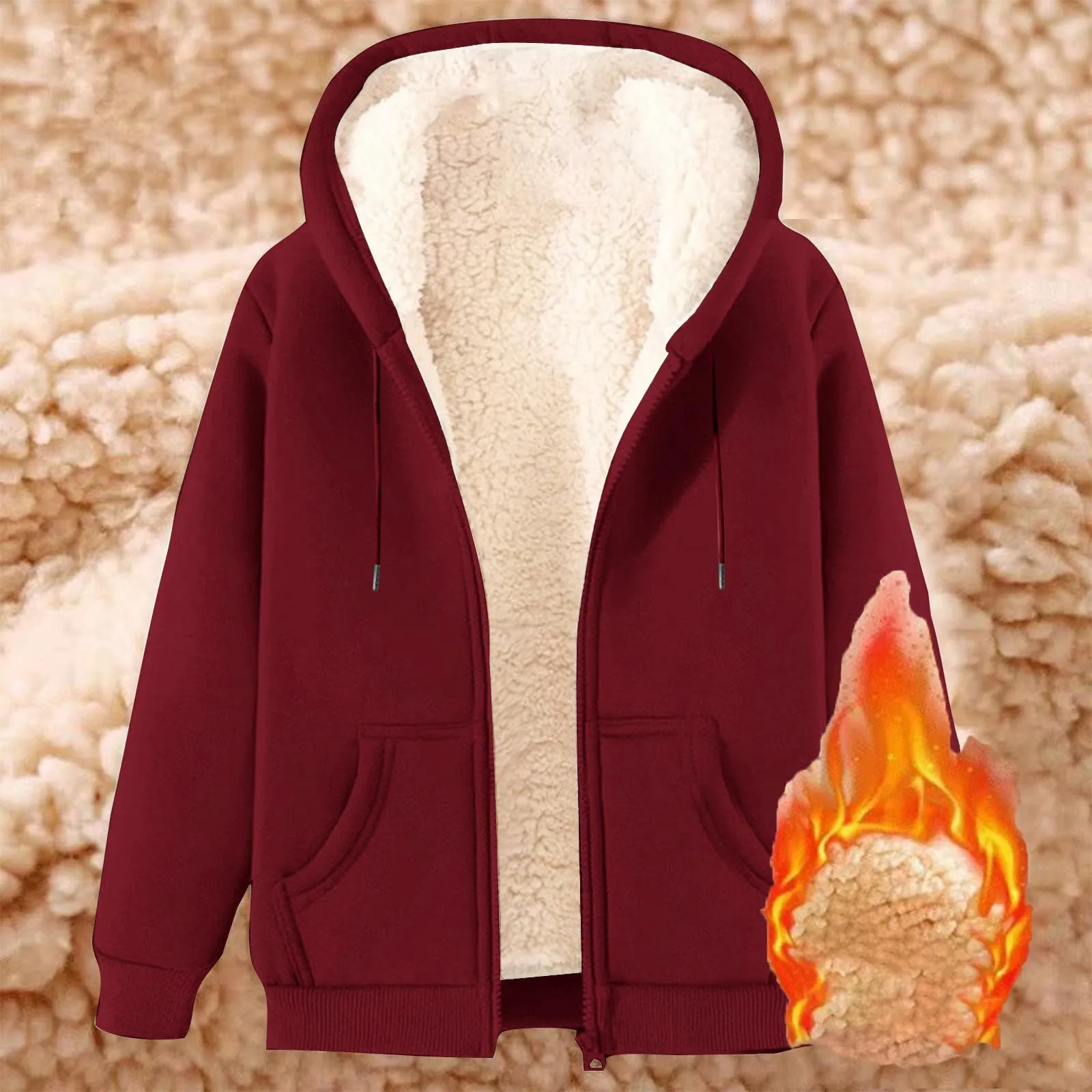 Women Solid Color Fleece Thickened Hoodies Large Size M5XL Zip Up Warm Lined Thermal Sweatshirt Fall Winter Hooded With Pockets 251030