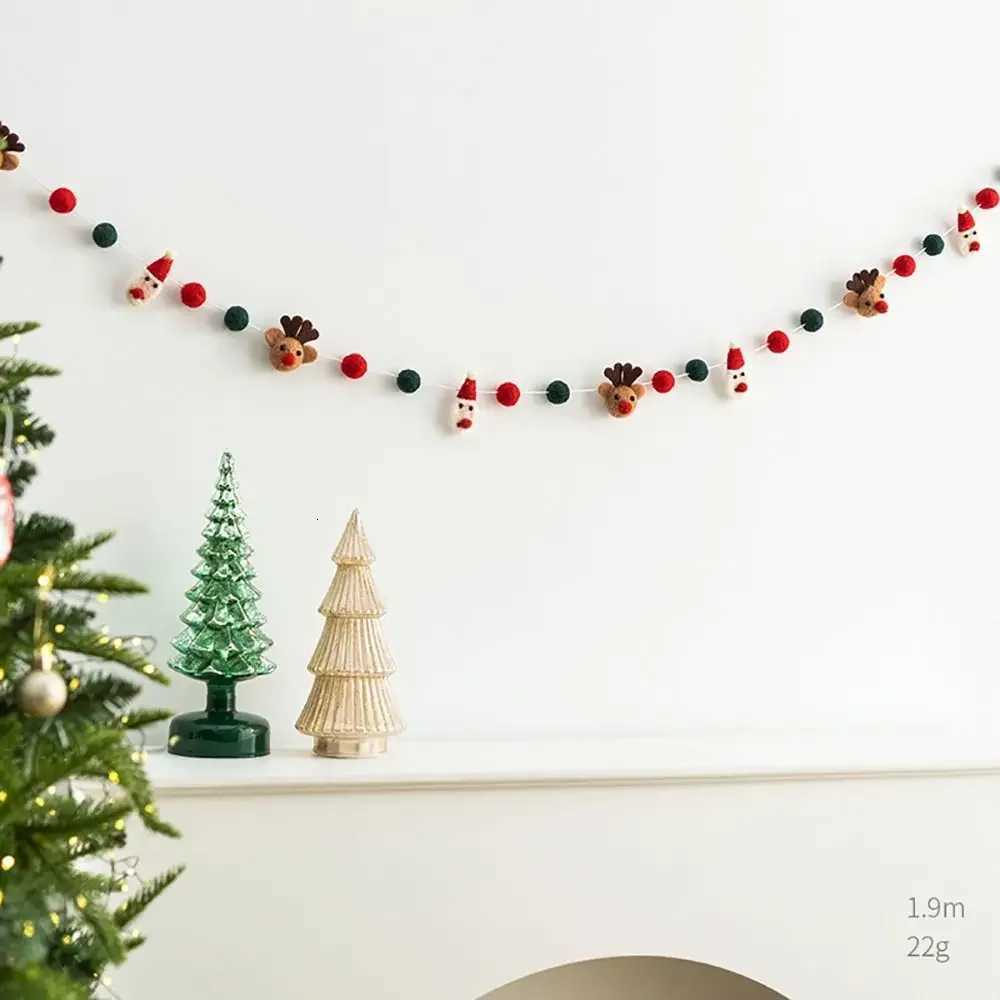 Kawaii Felt Christmas Banner Hanging Bunting Merry Christmas Ornaments Reusable Xmas Decorations C251030