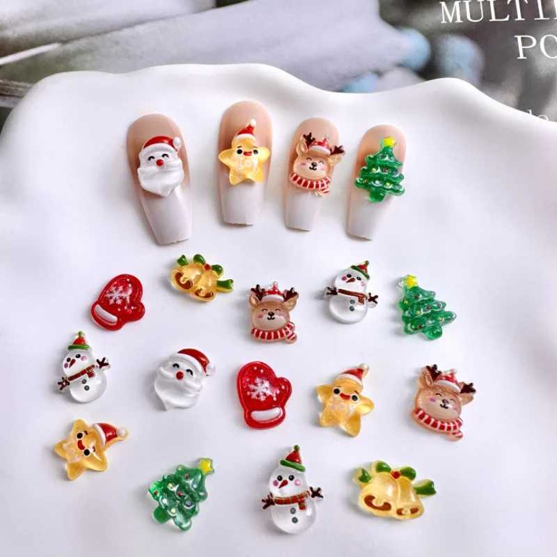 50 Pcs New Cute Mini Resin Cartoon Christmas decorations Flatback Ornament Jewelry Making Manicure Hairwear Accessories A41 C251030
