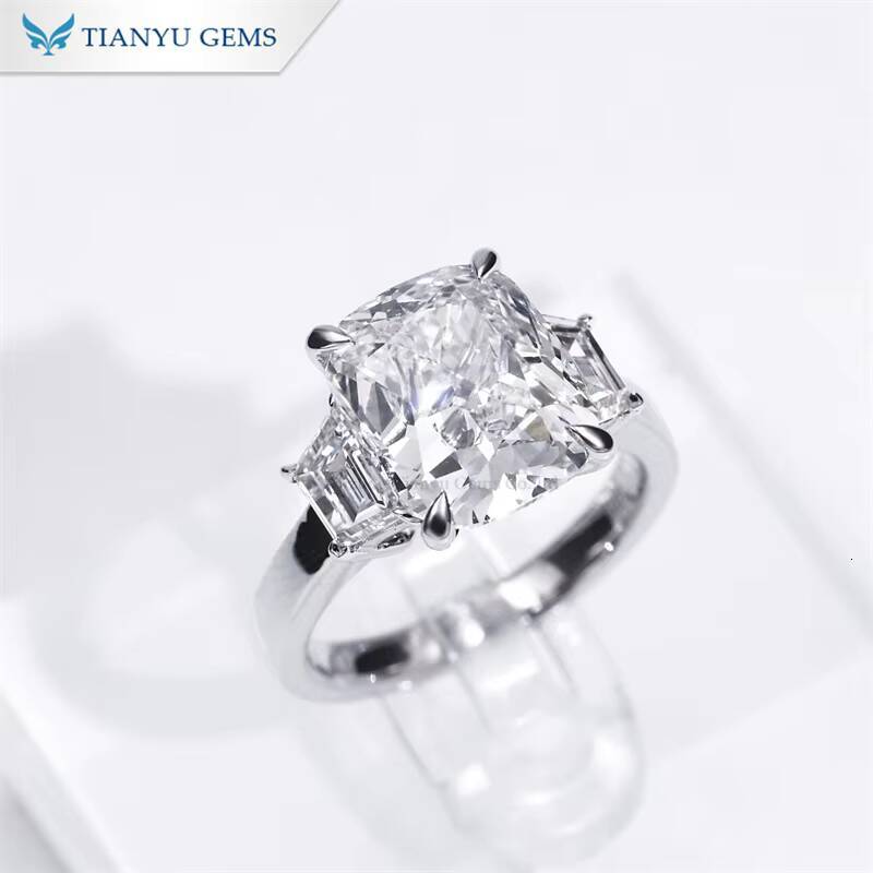 Tianyu 9x11mm Elongated Cushion Cut Moissanite Diamond Engagement Ring Trapezoid Cut Custom Wedding Fine Jewelry Valentine Gift
