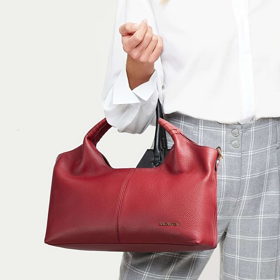 Elegant Genuine Leather Handbag For Women Shoulder Satchel With Adjustable Strap, Top Handle, And Secure Zipper Closure, Black 2025