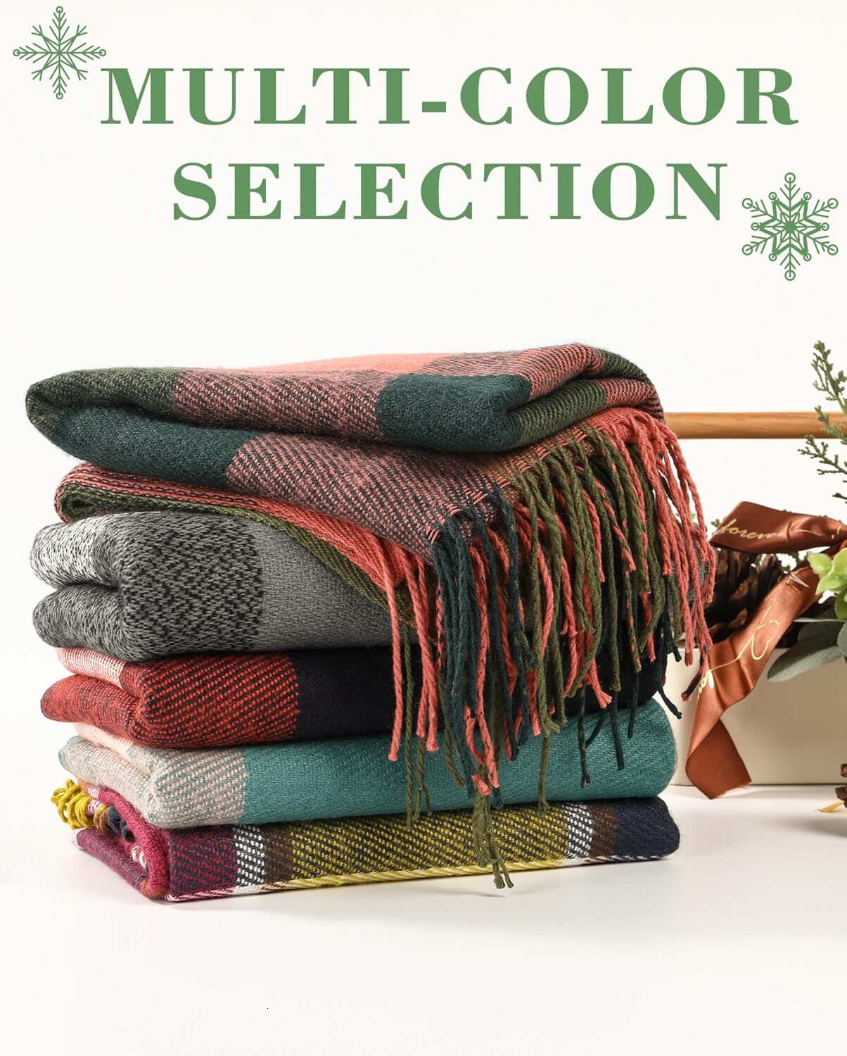 Custom Scarf for Women Women's Fall Winter Scarfs Cashmere Feel Blanket Scarf Classical Scottish Checked Long Shawl Wraps Christmas gifts