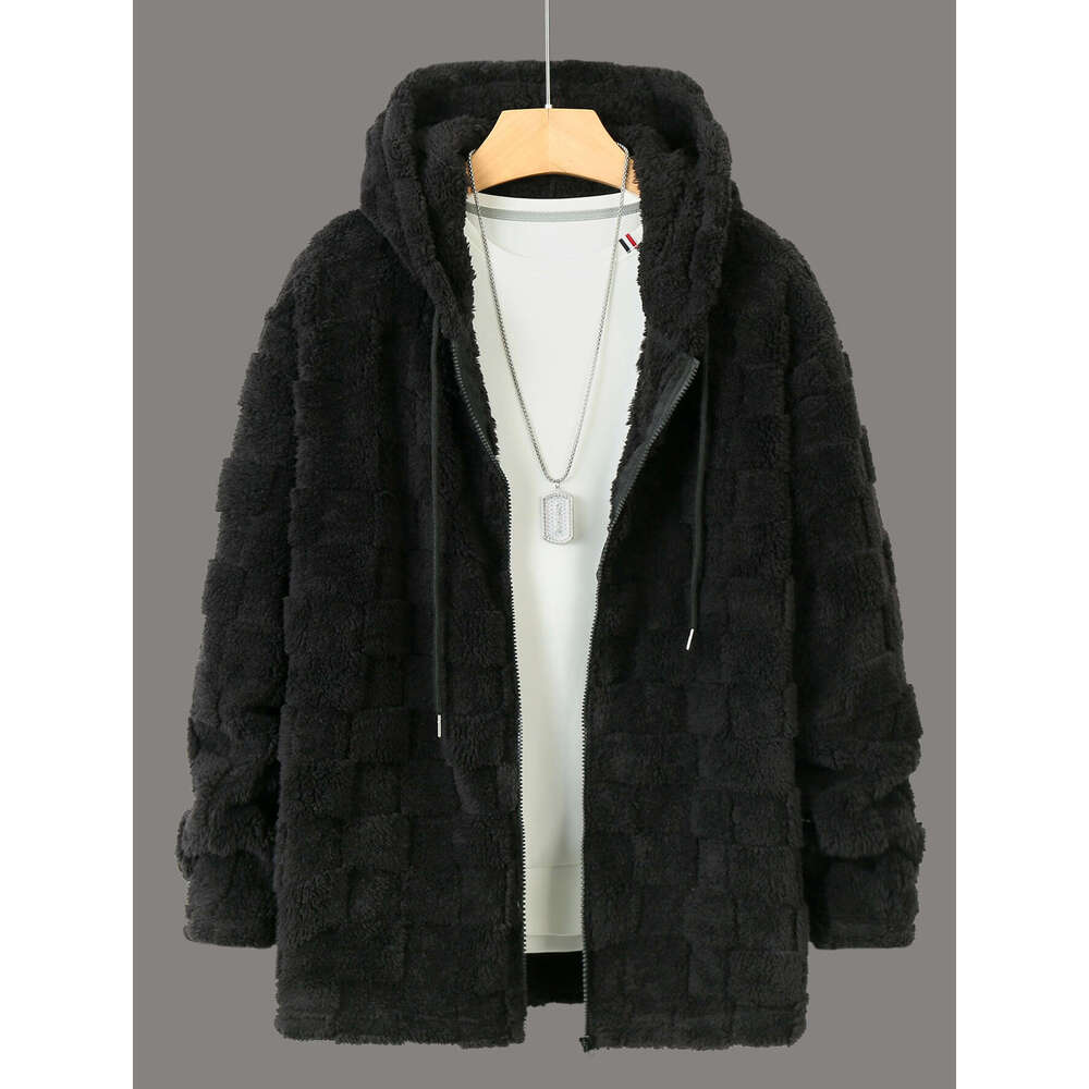 Winter Men's New Thickened Fleece Hooded Sweatshirt Trendy Casual Top Couple Zipper Jacket