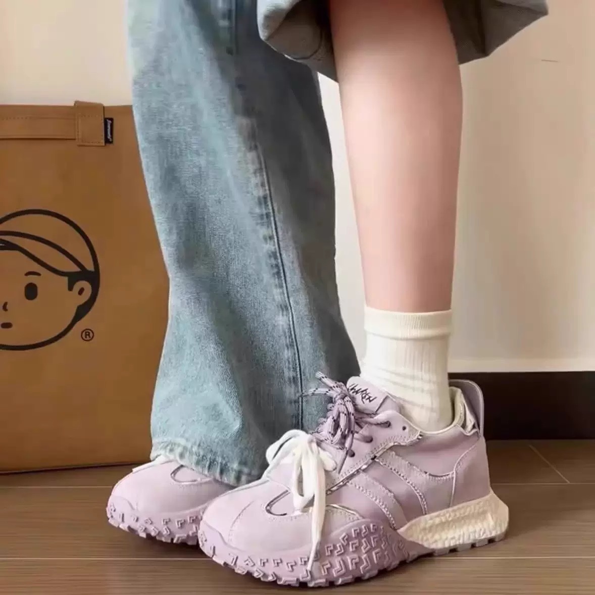 Fashionable outside platform Forrest Gump shoes women's spring and autumn new retro niche flat training shoes versatile casual sneakers2025