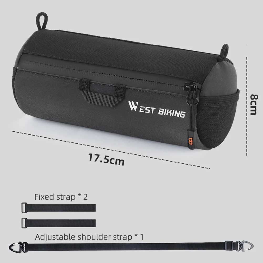 1L Bike Handlebar Bag Bike Front Tube Bag with Shoulder Strap Bike Front Frame Bag Multifunction for Mountain Road Bikes H251029