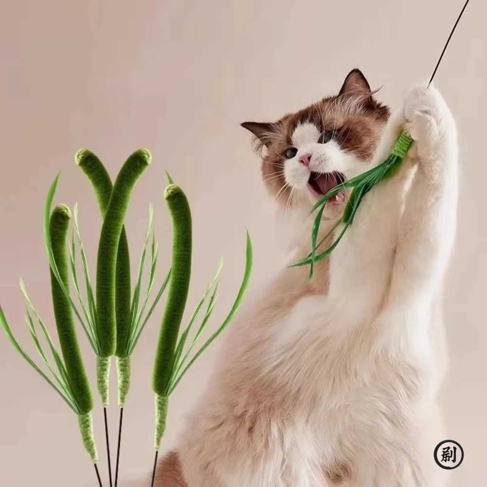 36pcs Cat Interactive Toy Tail Grass Cats Sage Feather Toy Long Pole Kitten Teasing Stick Bite Resistant Sound Toy Cat Supplies S251029