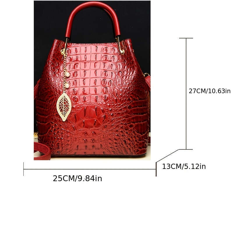 Stylish Spacious Wo Bucket With Minimalist Crocodile Pattern, Perfect For Autumn And Winter, Can Be Used 2025