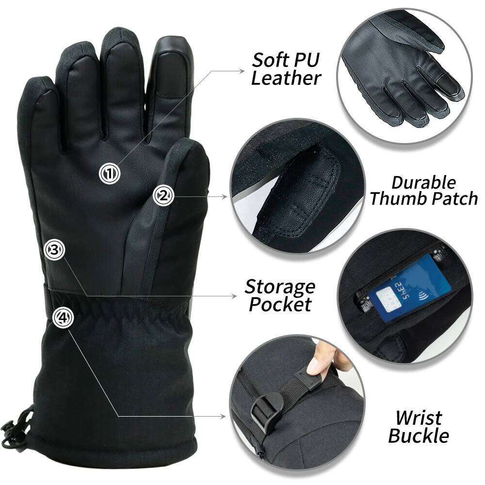 COPOZZ Unisex Ski -30 Degree Snowboard Mittens Touchscreen Snowmobile Motor Waterproof Thermal Snow Gloves