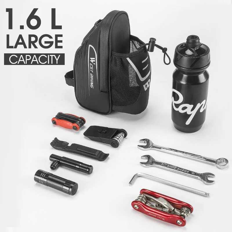 WEST BIKING Waterproof Bicycle Saddle Bag With Water Bottle Pocket MTB Road Bike Rear Seat Bags Reflective Cycling Tail Bag H251029