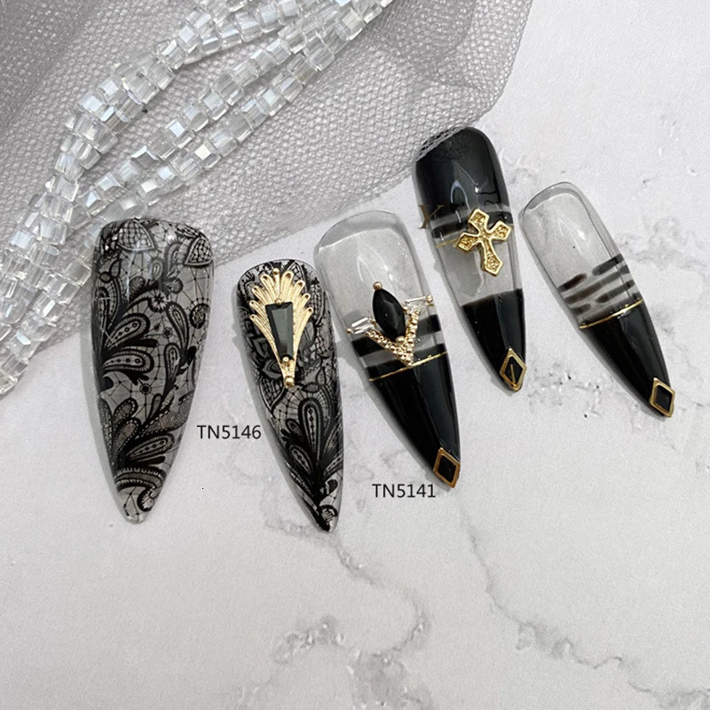 10pcs Metal Black Zircon Nail Jewelry Fingertip Diamond Japanese Nail Decoration Punk Style Manicure Ornaments 251027