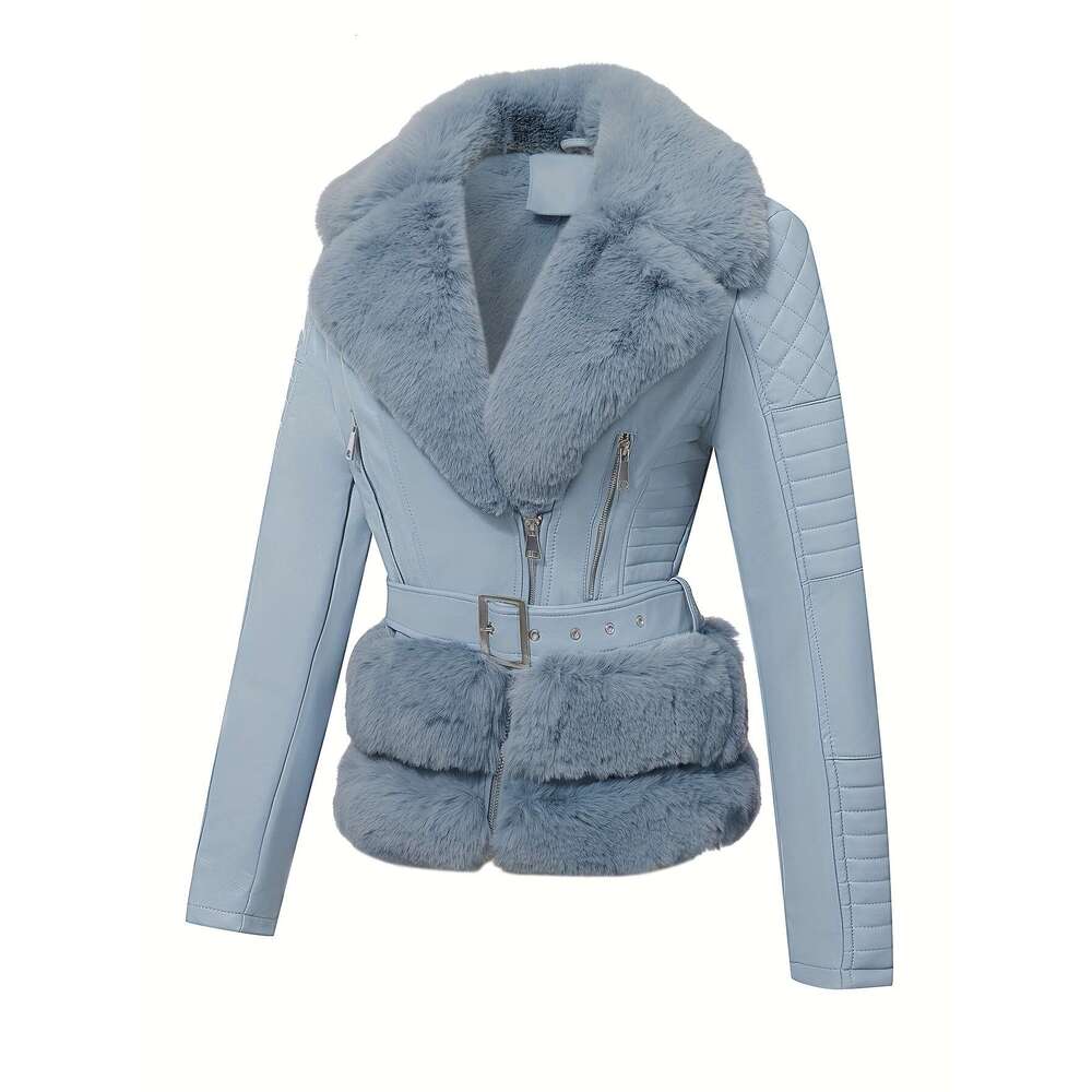 Soft Pastel Pink Women S Elegant Vintage PU Jacket Winter With Belt Non Porous Easy Clean Outerwear For Formal Everyday Events Fall Winter Fashion