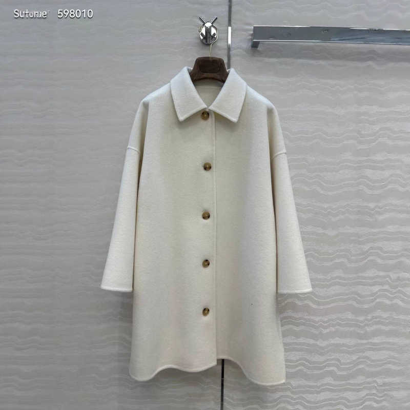 Designer Women's Wool & Blends Autumn Winter New Fashion Simple Loose Version Elegant Lapel Single-Breasted Wool Coat GZQ5