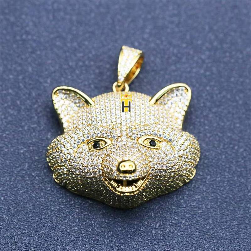 Hip Hop Round Cz Diamond Pendant Handmade Iced Out Charming Bearcat Animal Face Manufacturer Fine Jewelry