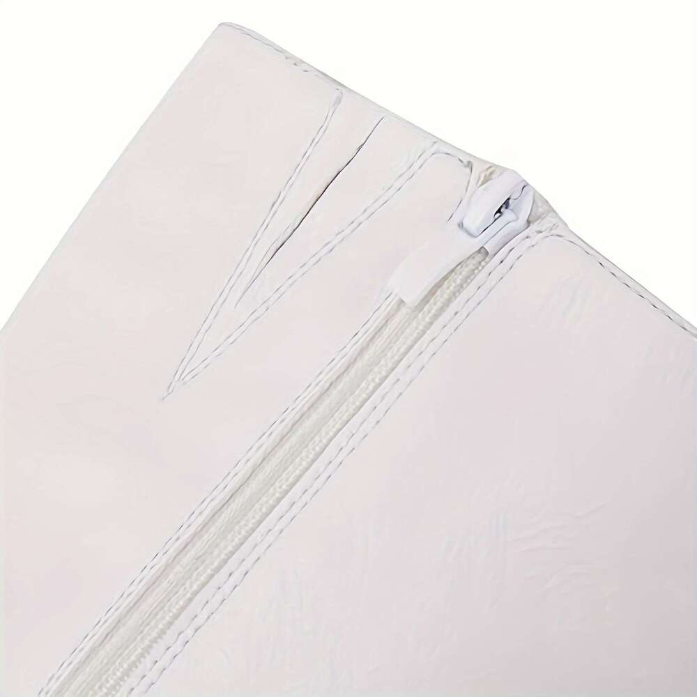 Women's Mid Knee High Boots, Thick Heel, Casual Metal Buckle, Side Zipper, Fashionable Long Boots