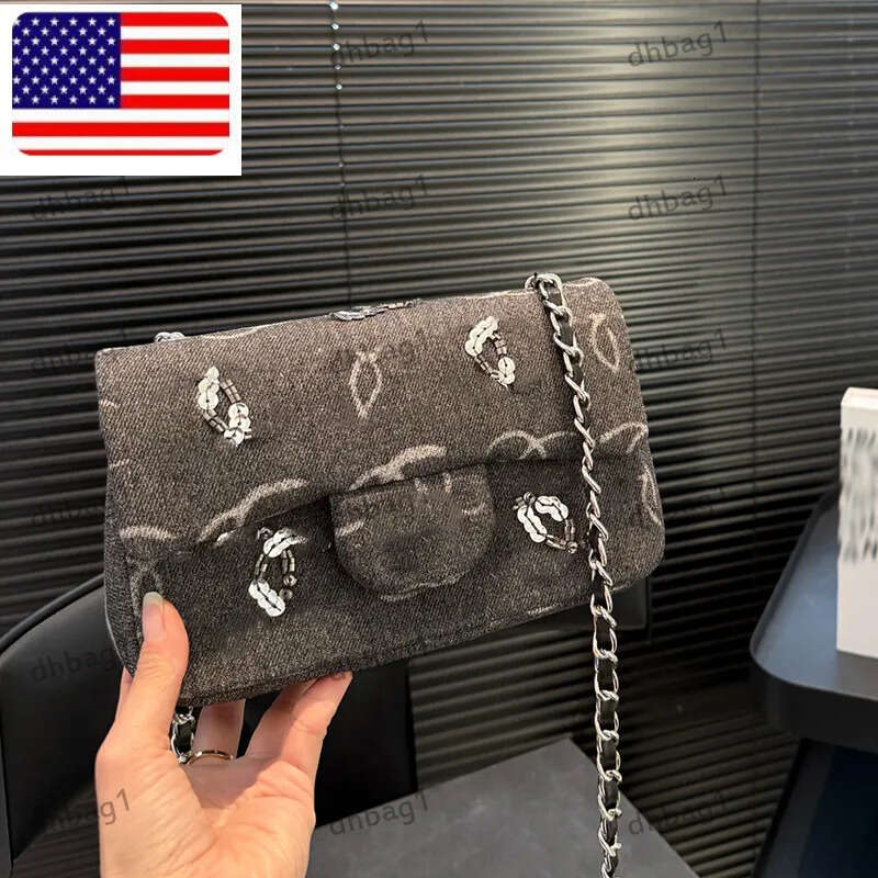 Retro Designer Ladys Sequined Shoulder Bag Classic Printed Flap Solid Color Silver Hardware Metal Clasp Matelasse Chain Luxury Handbag Crossbody Underar