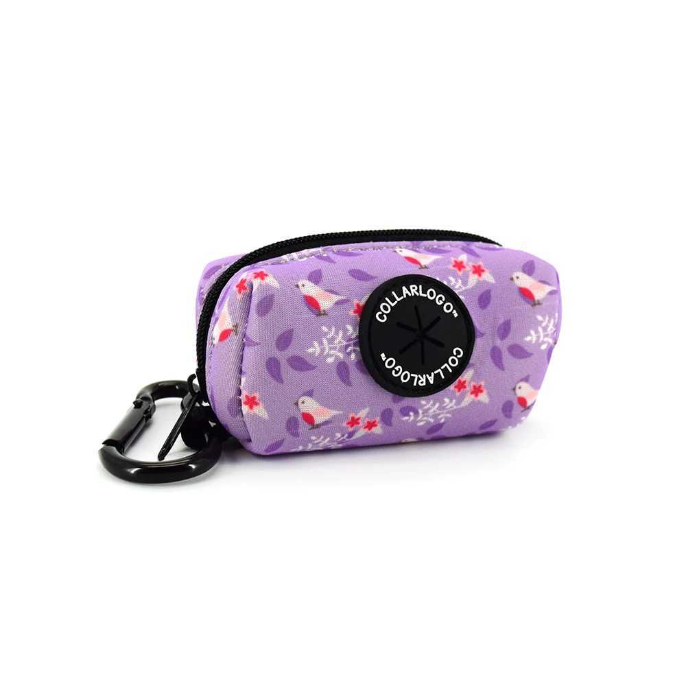 Adjustable Pet Dog Collar Durable Soft Cute Creative Colored Purple Brid Design Leash Neoprene Harness With Poop Bag Dispenser J251129