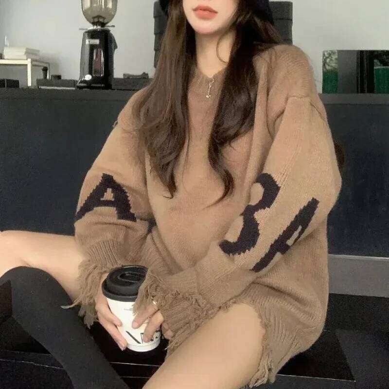 Winter Ladies Pullovers Round O Neck Korean Style Women's Knit Sweater Aesthetic Sale All Cheap Jumper Original Fashion Hot