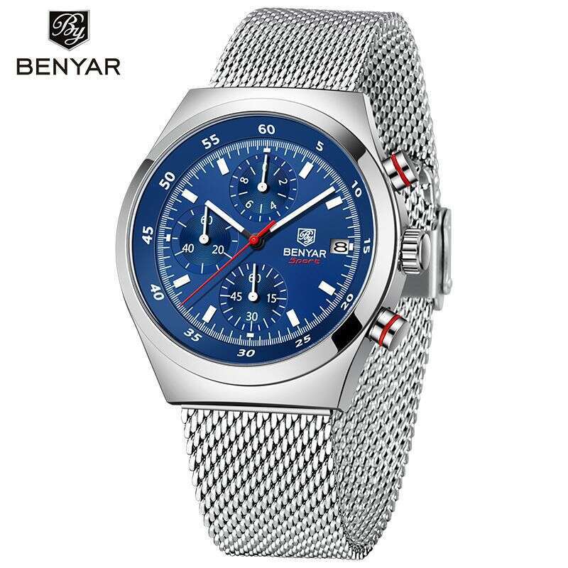 BENYAR Chronograph Calendar Luminous New Fashion Business Men's Simple Quartz Watch BY-5200