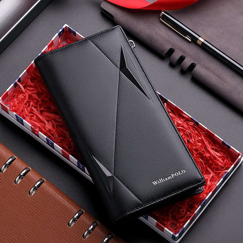 Emperor Paul Genuine Leather Clutch Men Large Capacity Handbag Zipper 19 Card Slots Long Wallet