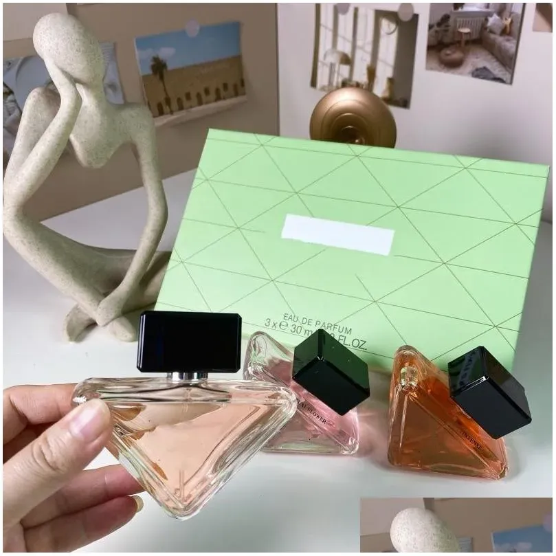 Designer Women Perfume Set Fragrance 30ml 3piece Sets Virtual Flower Eau De Parfum Gift Box Long Lasting EDP Brand Lady Girl Cologne Spray Kit 3 in 1 