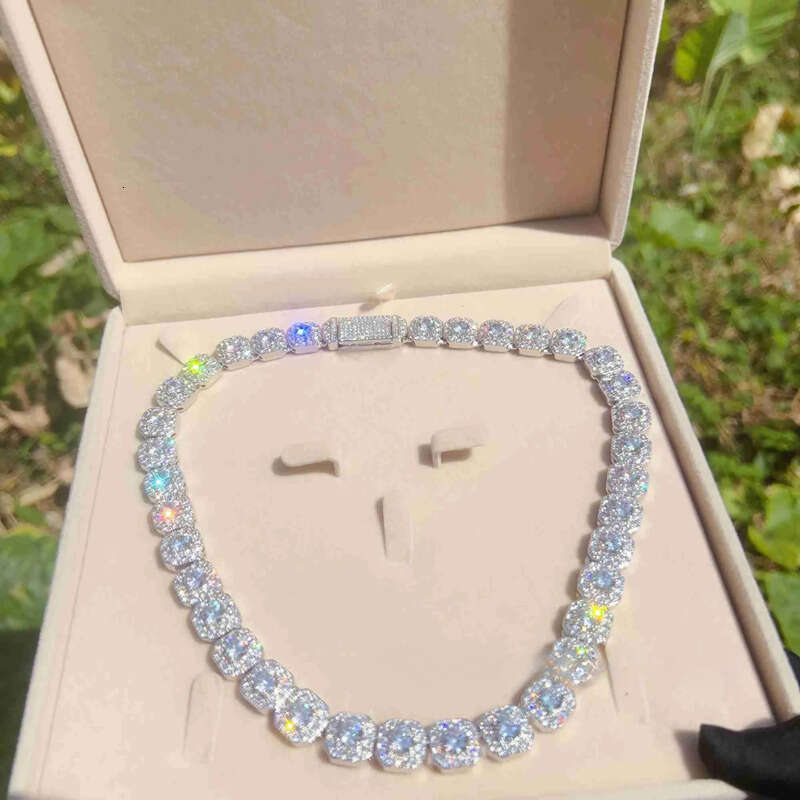 10mm Width Bling Big Dia Sterling Sier Vvs Moissanite Hip Hop Jewelry Iced Out Cuban Link Chain