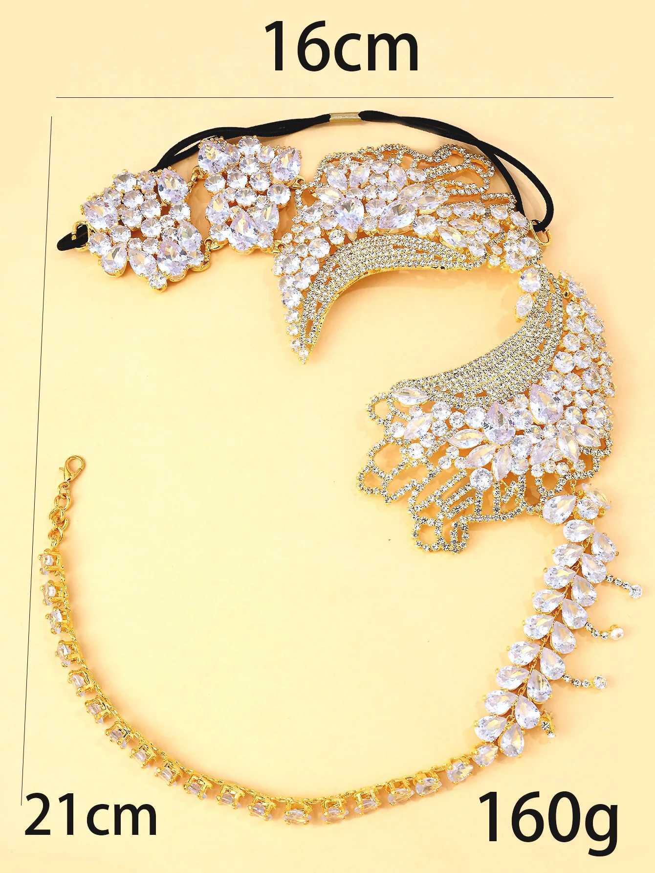 StoneFans Fashionable Crystal Zircon Mask With Exaggerated Personality Halloween Prom Half Rhinestone Stretch Cord FinishW251029