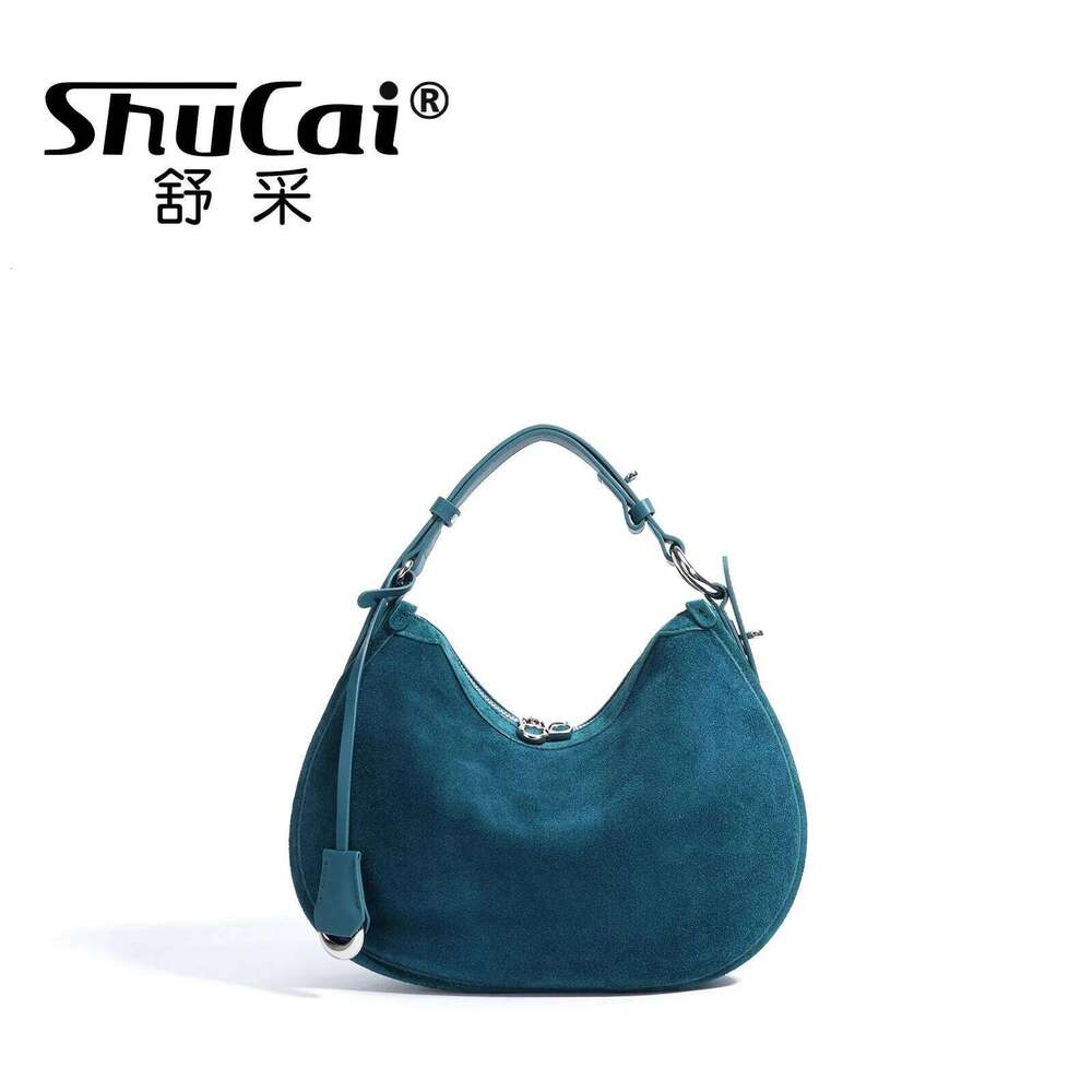 Women's Frosted Leather Crescent Shoulder Bag Fashion Retro Trend Ladies Suede Cowhide Crossbody Handbag Female High Quality