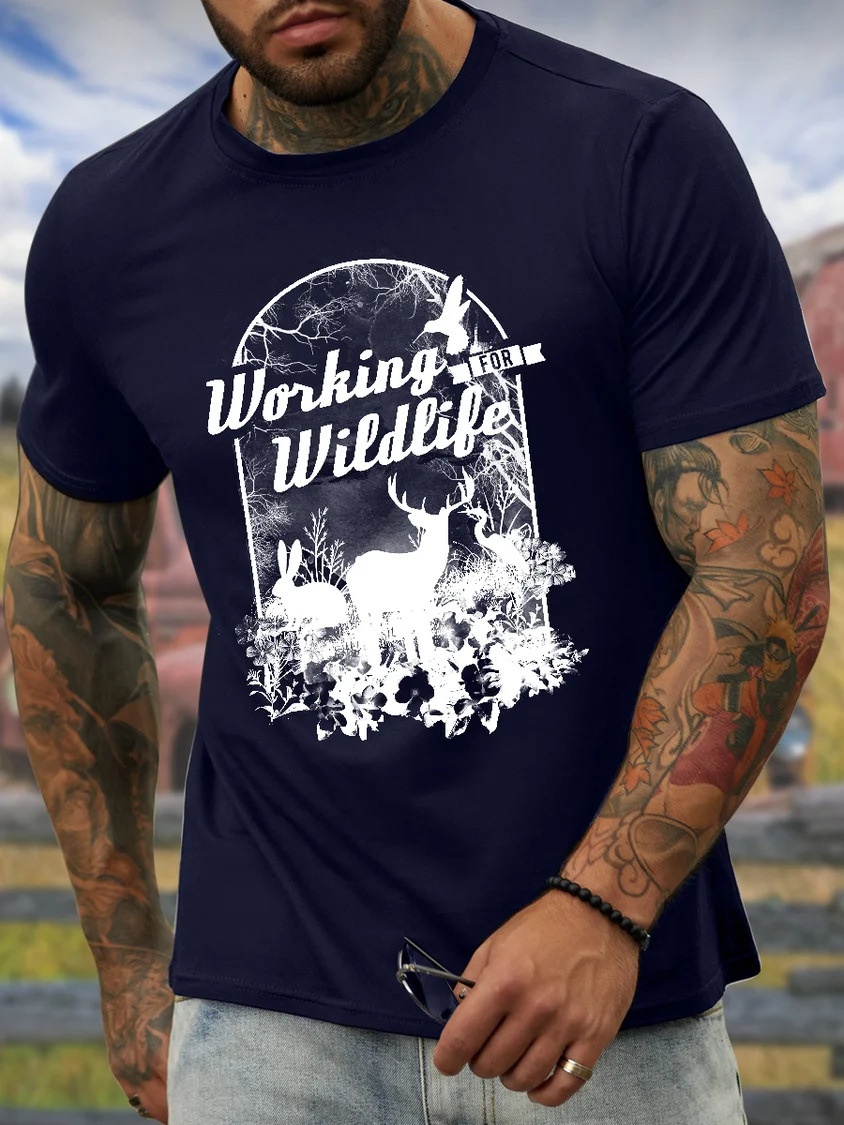 Wildlife Work Men's Crew Neck Casual Cotton Short-Sleeve T-Shirt - TT7376