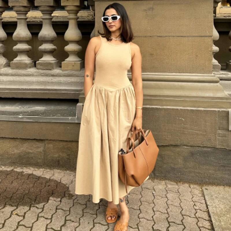 winter jacket women HXAO Khaki Elegant Long Women's Spring Sleeveless Black Dresses Fashion Casual Party Y2k Dress Vestidos For Female